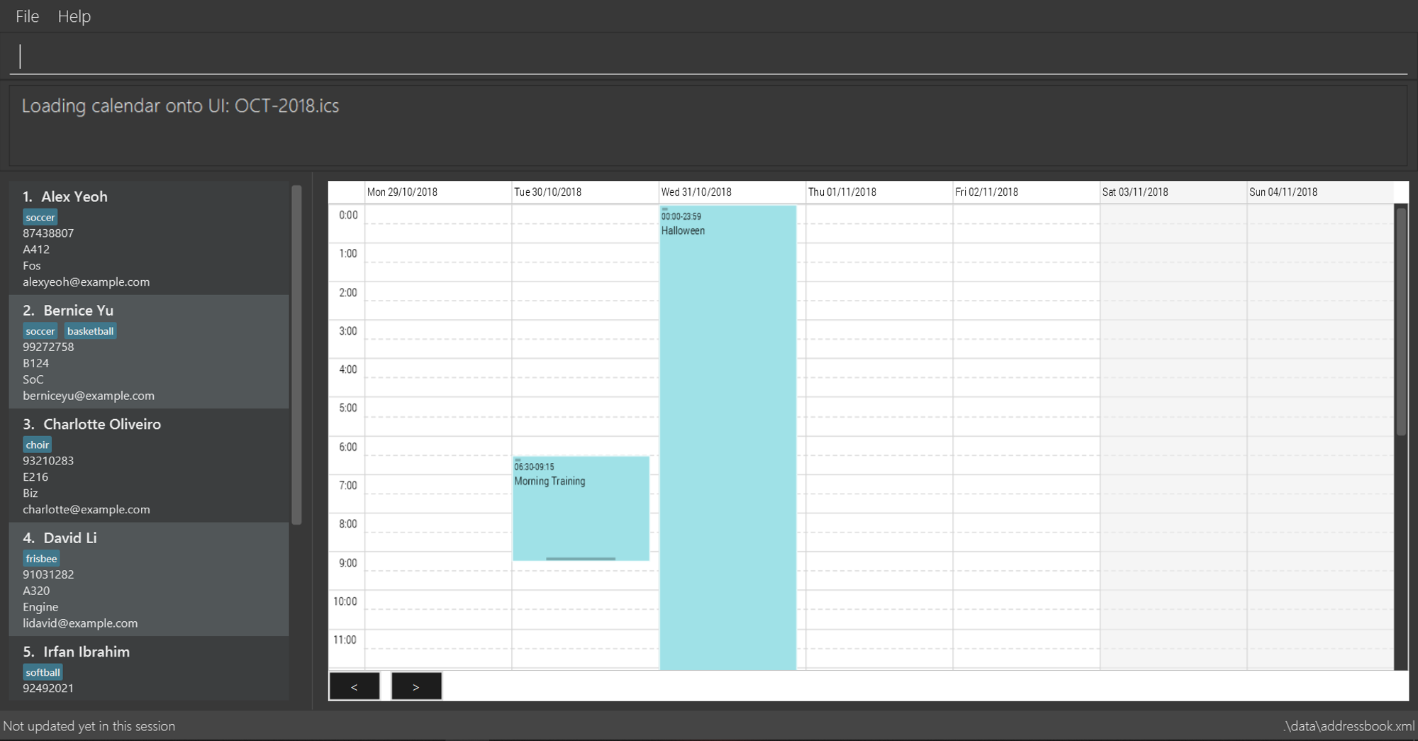 calendar view diagram